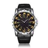 ONOLA 2020 Blackcrest Antique Classic Designer Quartz Leather Strap Watch Black Silver Gold