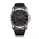 ONOLA 2020 Blackcrest Antique Classic Designer Quartz Leather Strap Watch Black Silver