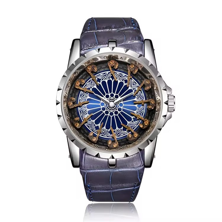 ONOLA 2020 Blackcrest Antique Classic Designer Quartz Leather Strap Watch Blue Blue