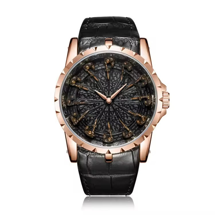 ONOLA 2020 Blackcrest Antique Classic Designer Quartz Leather Strap Watch Blue Rosegold Black