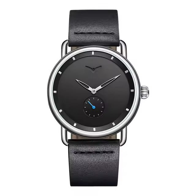 ONOLA 3805 Minimal Quartz Watch with Leather Strap Black Silver