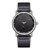 ONOLA 3805 Minimal Quartz Watch with Leather Strap Black Silver