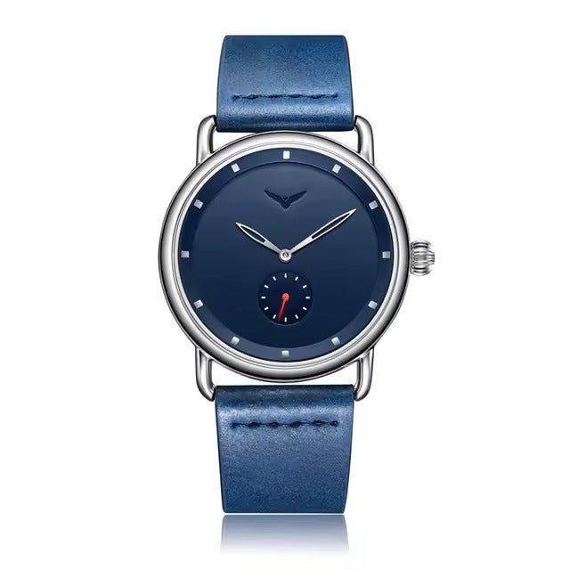 ONOLA 3805 Minimal Quartz Watch with Leather Strap Blue Silver