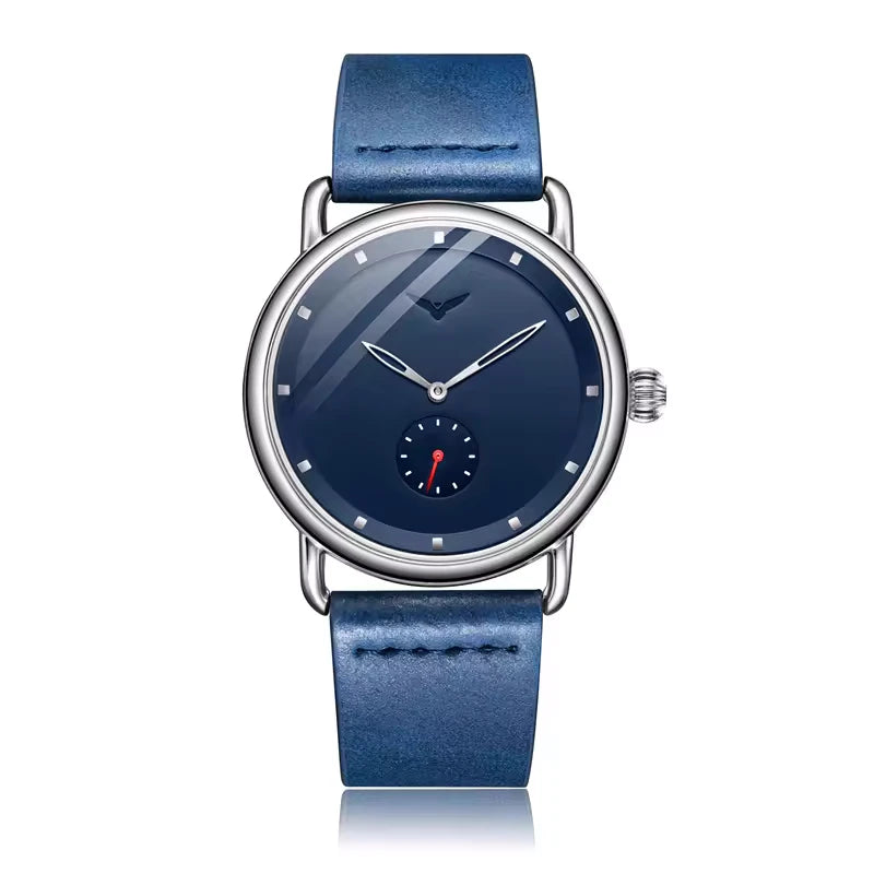 ONOLA 3805 Minimal Quartz Watch with Leather Strap Blue Silver Main