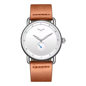 ONOLA 3805 Minimal Quartz Watch with Leather Strap Brown Silver