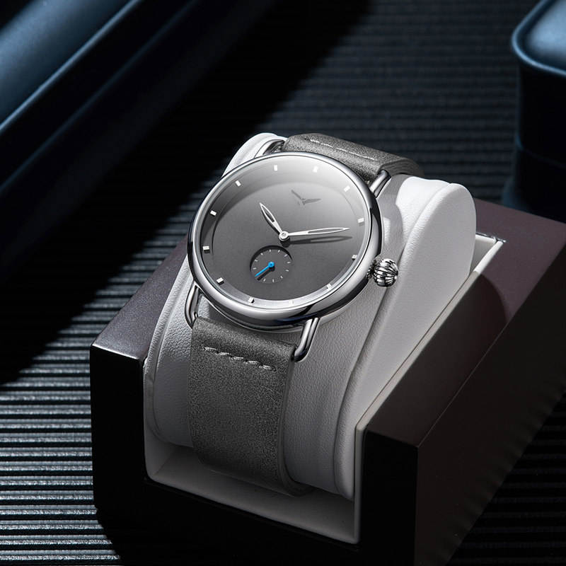 ONOLA 3805 Minimal Quartz Watch with Leather Strap Grey siliver