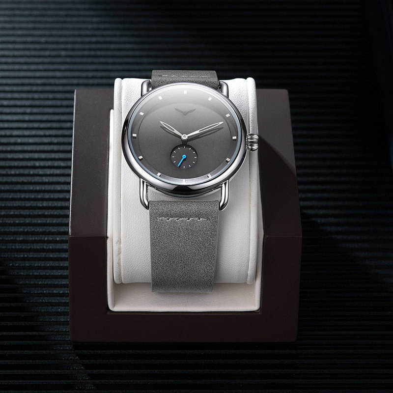 ONOLA 3805 Minimal Quartz Watch with Leather Strap Grey siliver