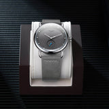 ONOLA 3805 Minimal Quartz Watch with Leather Strap Grey siliver