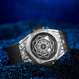 ONOLA 3810 Axis Geometric Dial Leather Strap Quartz Watch