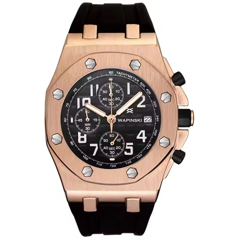 ONOLA 6805 Apex Chronograph Men’s Quartz Watch Black Rosegold Black