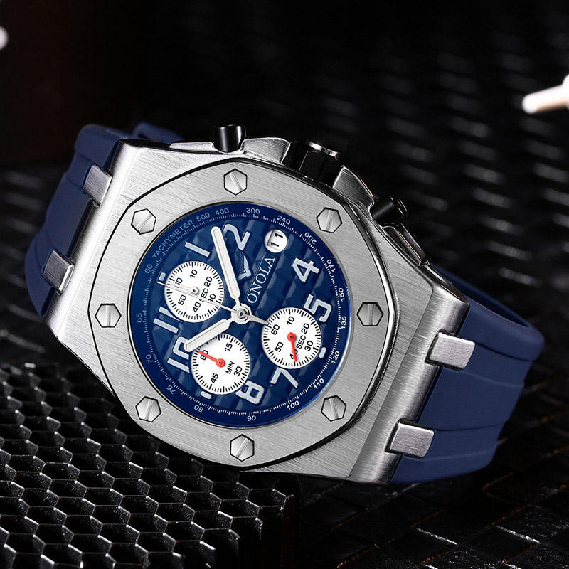 ONOLA 6805 Apex Chronograph Men’s Quartz Watch Blue Silver