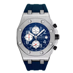 ONOLA 6805 Apex Chronograph Men’s Quartz Watch Blue Silver Blue