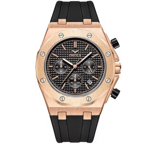 ONOLA 6807 Men's Chronograph Quartz Watch Black Rosegold