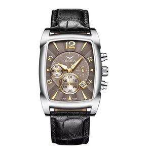 ONOLA 6818 Heritage Square Dial Quartz Leather Strap Alloy Case Watch For Men