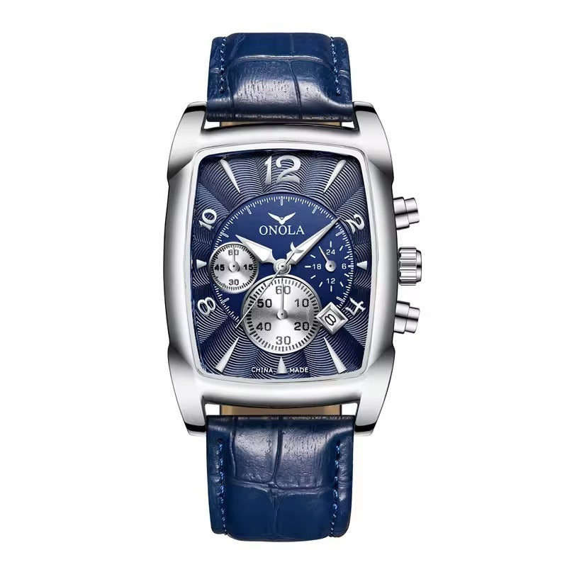ONOLA 6818 Heritage Square Dial Quartz Leather Strap Alloy Case Watch For Men