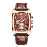 ONOLA 6818 Heritage Square Dial Quartz Leather Strap Alloy Case Watch For Men