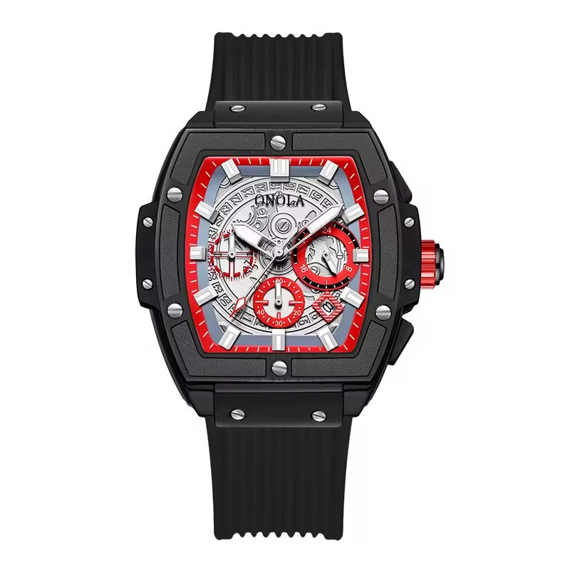 ONOLA 6825B Axis Sport Quartz Sport Silicone Strap Watch Black Red