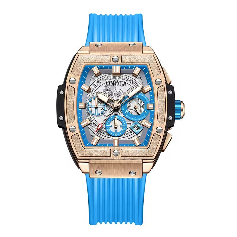 ONOLA 6825B Axis Sport Quartz Sport Silicone Strap Watch Blue Rosegold