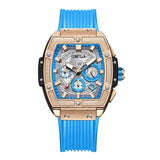 ONOLA 6825B Axis Sport Quartz Sport Silicone Strap Watch Blue Rosegold