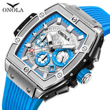ONOLA 6825B Axis Sport Quartz Sport Silicone Strap Watch Blue Silver