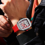 ONOLA 6825B Axis Sport Quartz Sport Silicone Strap Watch Red Silver Wrist View