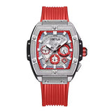 ONOLA 6825B Axis Sport Quartz Sport Silicone Strap Watch Red Silver