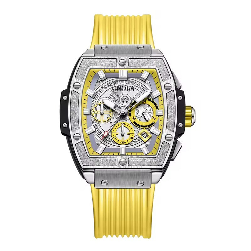 ONOLA 6825B Axis Sport Quartz Sport Silicone Strap Watch Yellow Silver