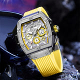 ONOLA 6825B Axis Sport Quartz Sport Silicone Strap Watch Yellow Silver SIde View