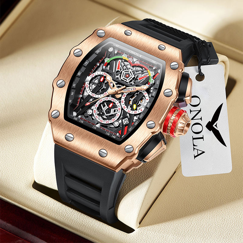 ONOLA 6827 Apex Torque Quartz Chronograph Watch Black Copper