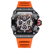 ONOLA 6827 Apex Torque Quartz Chronograph Watch Black Orange