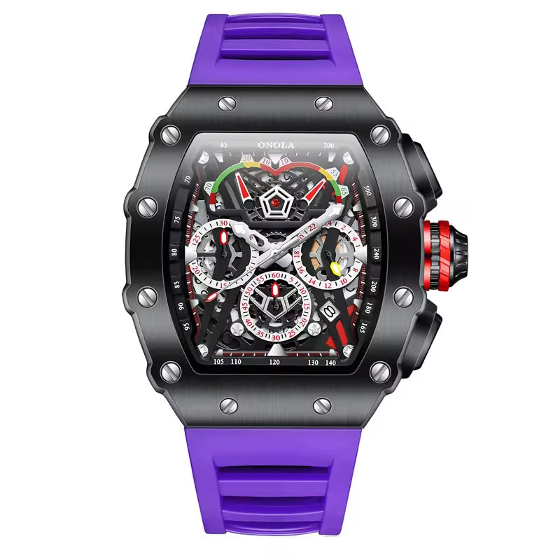 ONOLA 6827 Apex Torque Quartz Chronograph Watch Purple Black