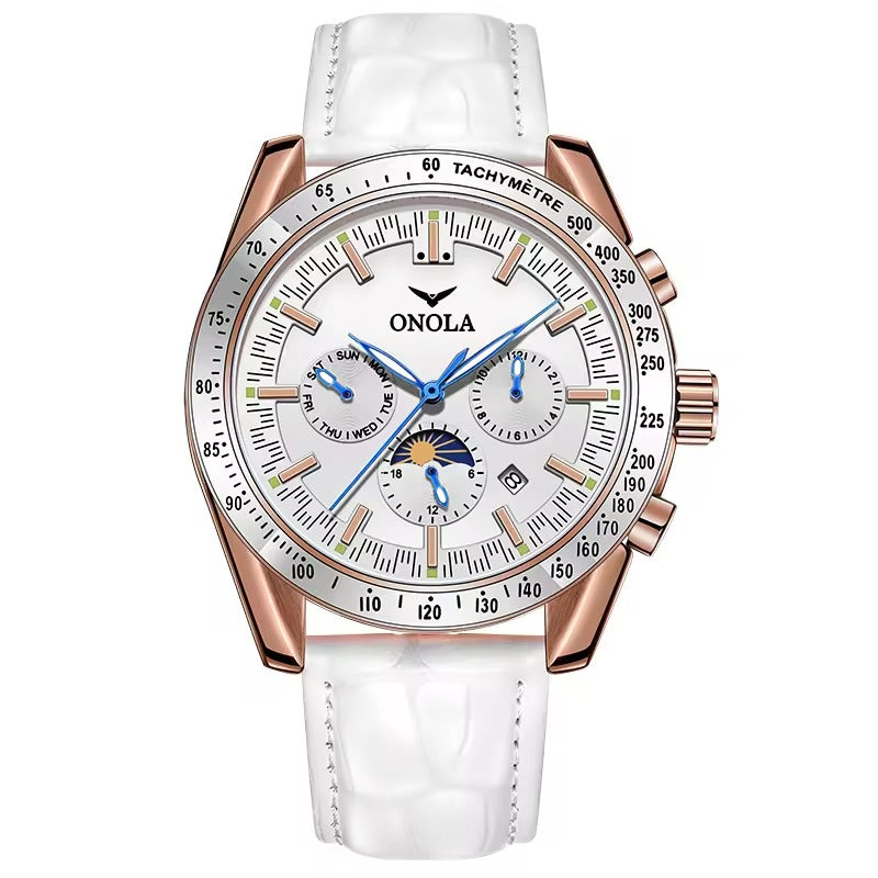 ONOLA 6835 Automatic Chronograph-Style Mechanical Watch for Men All White