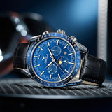 ONOLA 6835 Automatic Chronograph-Style Mechanical Watch for Men Black Blue