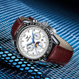ONOLA 6835 Automatic Chronograph-Style Mechanical Watch for Men Brown Silver