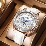 ONOLA 6835 Automatic Chronograph-Style Mechanical Watch for Men White Rosegold