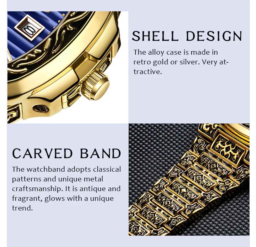 Onola 3808 Luxury Gold Plated Arabic Style Watch for Men Chain