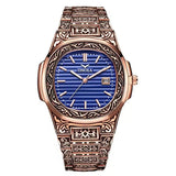 Onola 3808 Luxury Gold Plated Arabic Style Watch for Men | Quartz Movement Retro Engraved Design | 30m Water Resistant