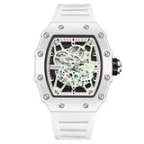 Onola 3827W Sport Luxury Quartz Watch for Men | Square Dial | Silicone Strap | 44mm Water Resistant Watch All White