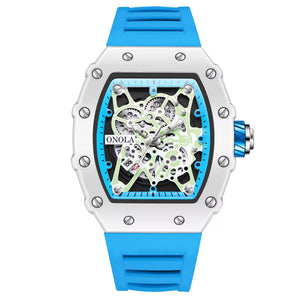 Onola 3827W Sport Luxury Quartz Watch for Men | Square Dial | Silicone Strap | 44mm Water Resistant Watch Blue