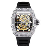 Onola 3829D Quartz Skeleton-Style Watch for Men Black Silver