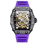 Onola 3829D Quartz Skeleton-Style Watch for Men Purple Black