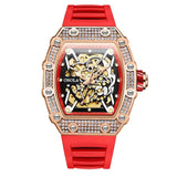 Onola 3829D Quartz Skeleton-Style Watch for Men Red Rosegold