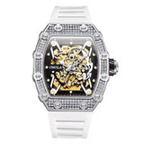 Onola 3829D Quartz Skeleton-Style Watch for Men White Silver