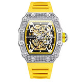 Onola 3829D Quartz Skeleton-Style Watch for Men Yellow Silver