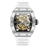 Onola 3829 Automatic Skeleton Watch for Men | Luxury Tonneau Dial | Silicone Strap | Mechanical Watch