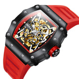 Onola 3829 Automatic Skeleton Watch for Men Black Red