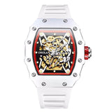 Onola 3829 Automatic Skeleton Watch for Men | Luxury Tonneau Dial | Silicone Strap | Mechanical Watch
