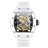 Onola 3829 Automatic Skeleton Watch for Men | Luxury Tonneau Dial | Silicone Strap | Mechanical Watch