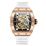 Onola 3829 Automatic Skeleton Watch for Men | Luxury Tonneau Dial | Silicone Strap | Mechanical Watch