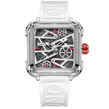 Onola 3831 Skeleton Automatic Watch for Men White Silver